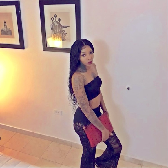 Two piece sheer black pants with tube top - Picture 2 of 9